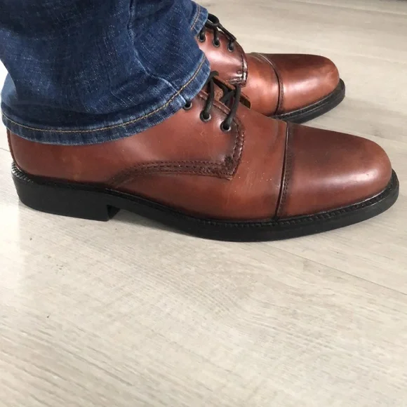 Dockers Brown Leather Cap Toe Shoes - Mens US Size 10.5 - Picture 10 of 14